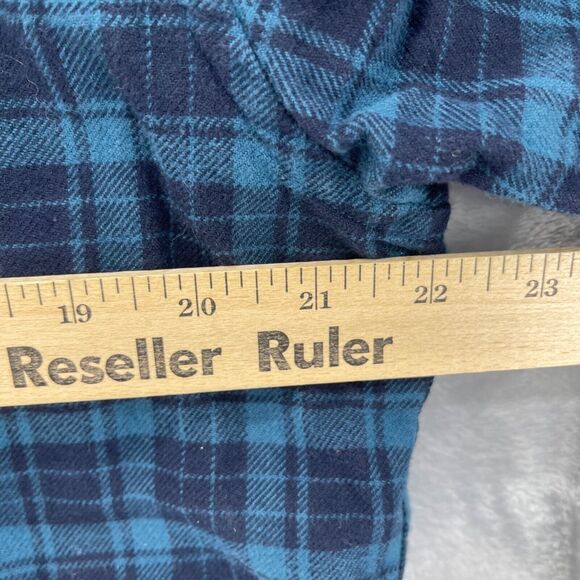 French Connection Flannel Shirt Mens XL Blue Plaid 100% Cotton Button Down - Picture 7 of 14